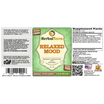 Relaxed Mood Herbal Formula, Certified Organic Lemon Balm Herb, Saint John's Wort Herb, Hawthorn Berry, Skullcap Herb Liquid Extract