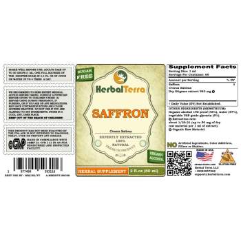 Saffron (Crocus Sativus) Tincture, Organic Dried Stigmas Liquid Extract