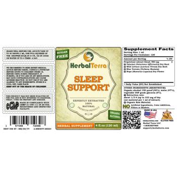 Sleep Support Herbal Formula, Certified Organic Valerian Root, Wild Lettuce Herb, Blue Vervain Above-Ground Parts, Hops Flower Liquid Extract