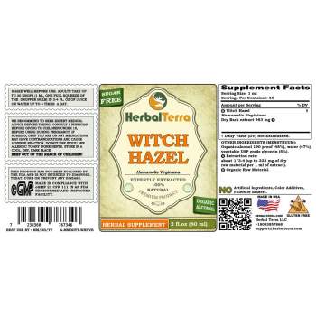 Witch Hazel (Hamamelis Virginiana) Tincture, Organic Dried Bark Powder Liquid Extract