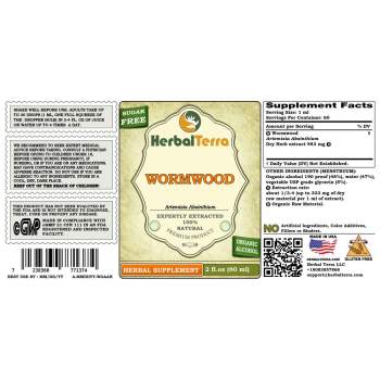 Wormwood (Artemisia Absinthium) Tincture, Organic Dried Herb Liquid Extract