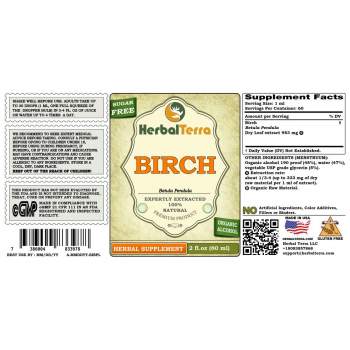Birch (Betula Pendula) Tincture, Dried Leaves Powder Liquid Extract