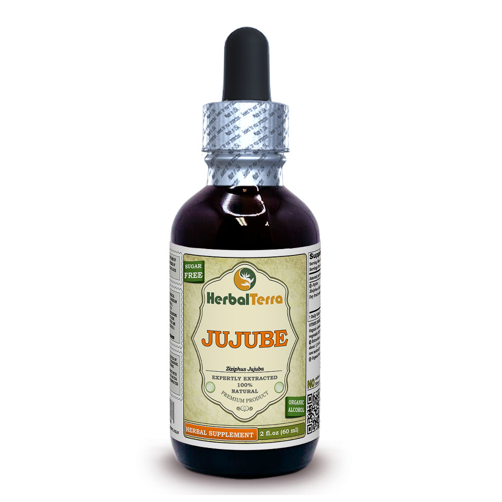 Jujube (Ziziphus Jujuba) Tincture, Certified Organic Dried Fruit Liquid Extract