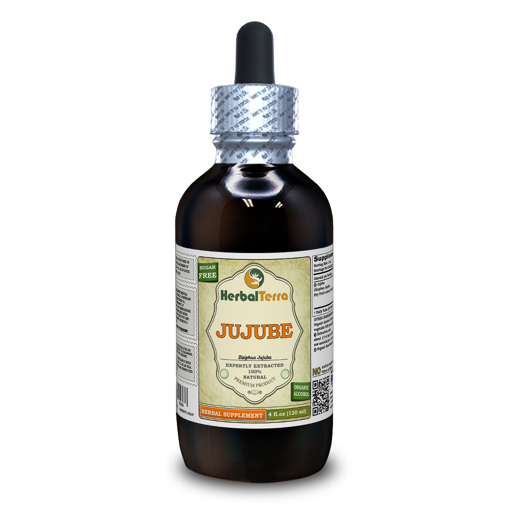 Jujube (Ziziphus Jujuba) Tincture, Certified Organic Dried Fruit Liquid Extract