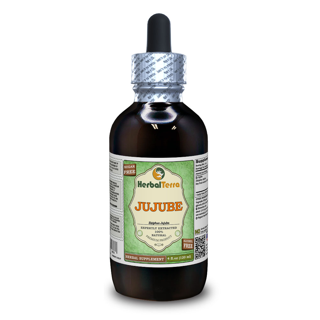 Jujube (Ziziphus Jujuba) Tincture, Certified Organic Dried Fruit Liquid Extract