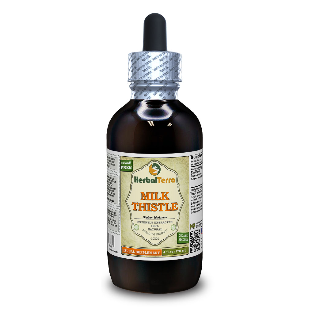 Milk Thistle (Silybum Marianum) Tincture, Organic Dried Seed Liquid Extract