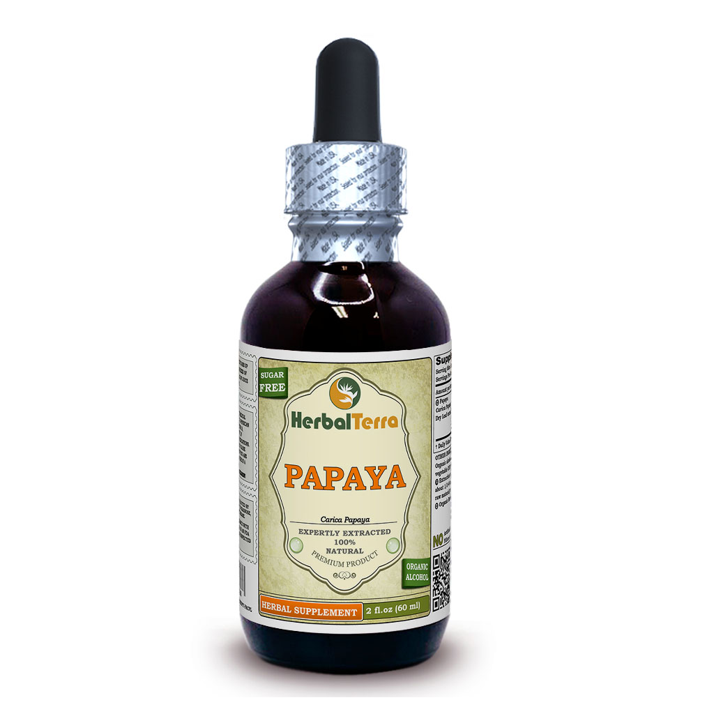 Papaya (Carica Papaya) Tincture, Certified Organic Dried Leaf Liquid Extract