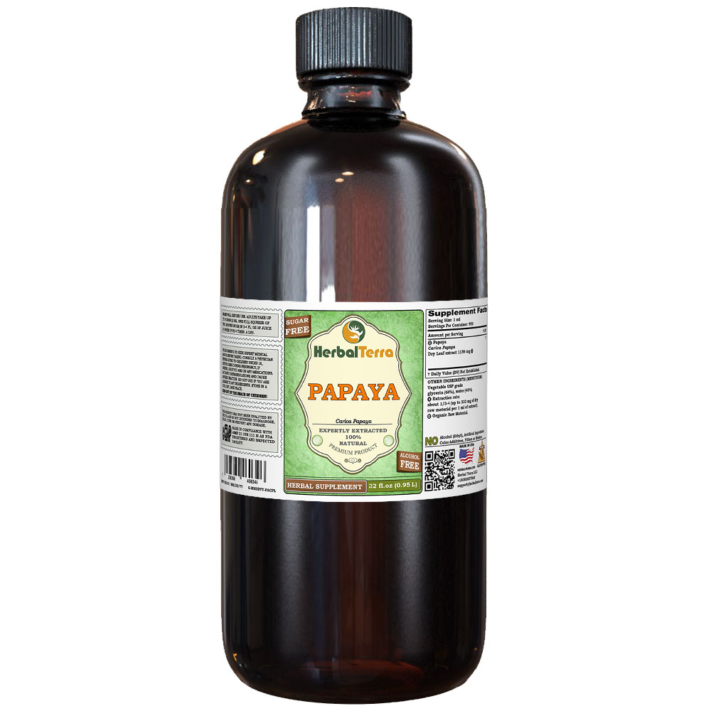 Papaya (Carica Papaya) Tincture, Certified Organic Dried Leaf Liquid Extract