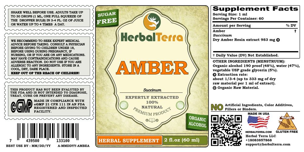 Amber, (Succinum) Dried Amber Resin Liquid Extract