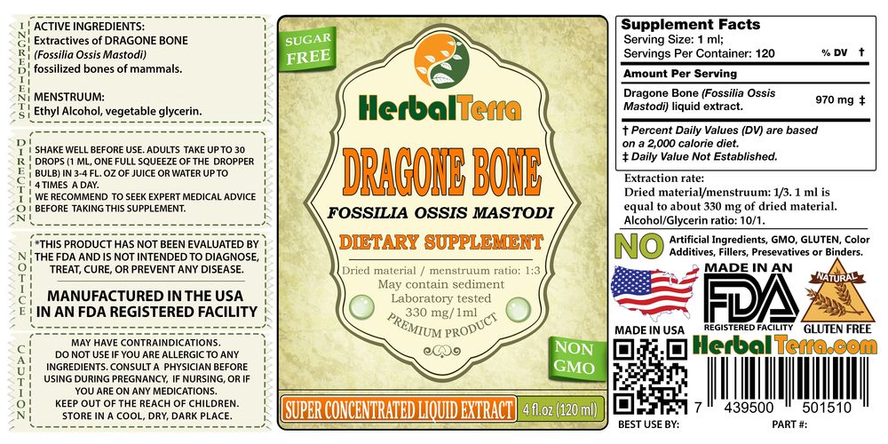 Dragone Bone, Zhang Nao (Fossilia Ossis Mastodi) Dried Fossilized Bones Of Mammals Liquid Extract