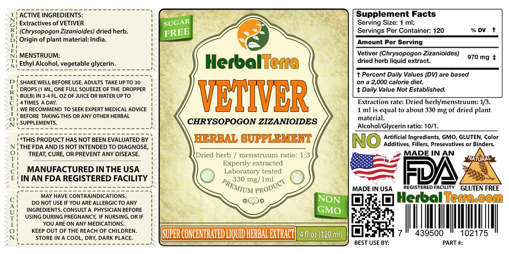 Vetiver (Chrysopogon Zizanioides) Dried Herb Liquid Extract